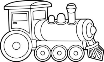 Steam Locomotive Coloring Page Isolated for Kids vector