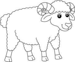 Sheep Coloring Page Isolated for Kids vector