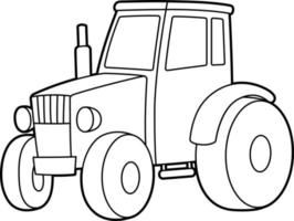tractor para colorear página aislada para niños vector
