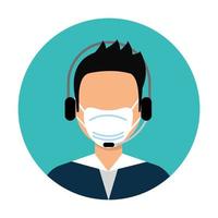 man agent call center with face mask vector