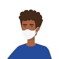 young man afro using face mask isolated icon vector
