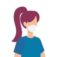 avatar young woman using face mask vector