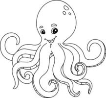 pulpo para colorear página aislada para niños vector