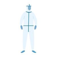 Man with protective suit mask glasses and gloves vector design