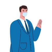 businessman wearing surgical mask, health care and prevention concept vector