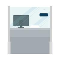 barrier glass protection with computer reception scene vector