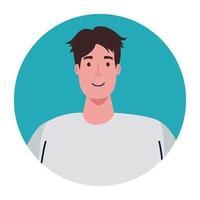 face of young man in frame circular vector