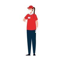 delivery woman with mask vector design