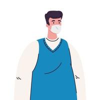 Avatar de hombre con diseño de vector de máscara médica