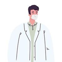 Male doctor with medical mask vector design