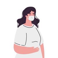 avatar de mujer con diseño de vector de máscara médica