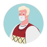 avatar de anciano con diseño de vector de máscara médica