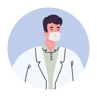 Male doctor with medical mask vector design