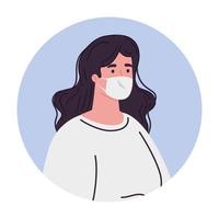 avatar de mujer con diseño de vector de máscara médica