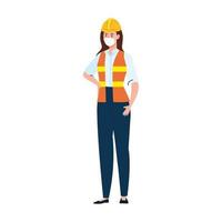 constructor femenino con diseño de vector de máscara