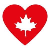 hoja de arce canadiense dentro del corazón del feliz día de canadá diseño vectorial vector