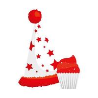 Isolated party hat with stars and cupcake vector design