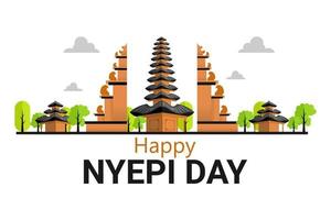 Illustration Vector Graphic of Happy Nyepi Day. Perfect to use for Celebration