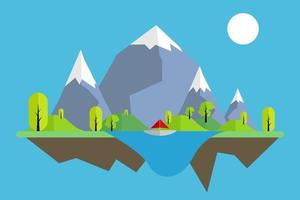 Illustration Vector Graphic of Mountain View in Flat Design. Perfect to use for Background