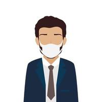 businessman using face mask isolated icon vector