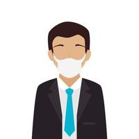 businessman using face mask isolated icon vector