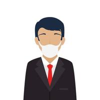 businessman using face mask isolated icon vector