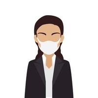 mujer de negocios, utilizar, mascarilla, icono, aislado vector