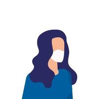 young woman using face mask isolated icon vector