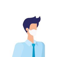 businessman using face mask isolated icon vector