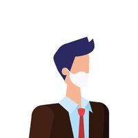 businessman using face mask isolated icon vector