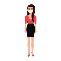 business woman using face mask isolated icon vector