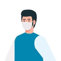 man using protective surgical mask for covid 19 prevention vector