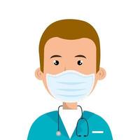 male paramedic using face mask with stethoscope vector