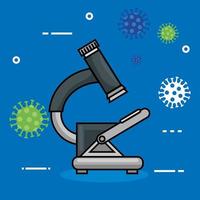 microscope with particles covid 19 icon vector