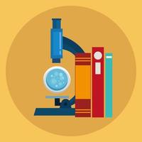 microscope with particles covid 19 and books vector