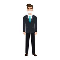 businessman using face mask isolated icon vector