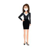 business woman using face mask isolated icon vector