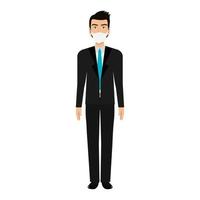 businessman using face mask isolated icon vector