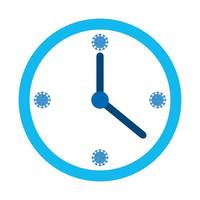 clock wall with particles covid 19 isolated icon vector