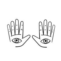 hand drawn doodle hand with eyes symbol for world braille day illustration vector