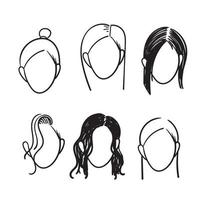 hand drawn doodle woman face and hairstyle vector illustration isolated