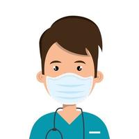 male paramedic using face mask with stethoscope vector