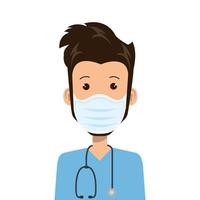 male paramedic using face mask with stethoscope vector