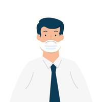 businessman using face mask isolated icon vector