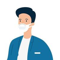 doctor male using face mask isolated icon vector