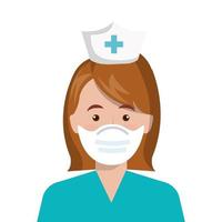 nurse professional using face mask isolated icon vector