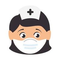 face of nurse using face mask isolated icon vector