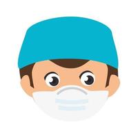 face of male paramedic using face mask isolated icon vector