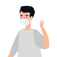 male paramedic using face mask isolated icon vector