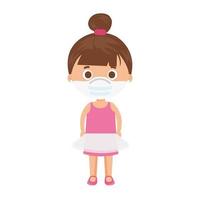 cute girl using face mask isolated icon vector